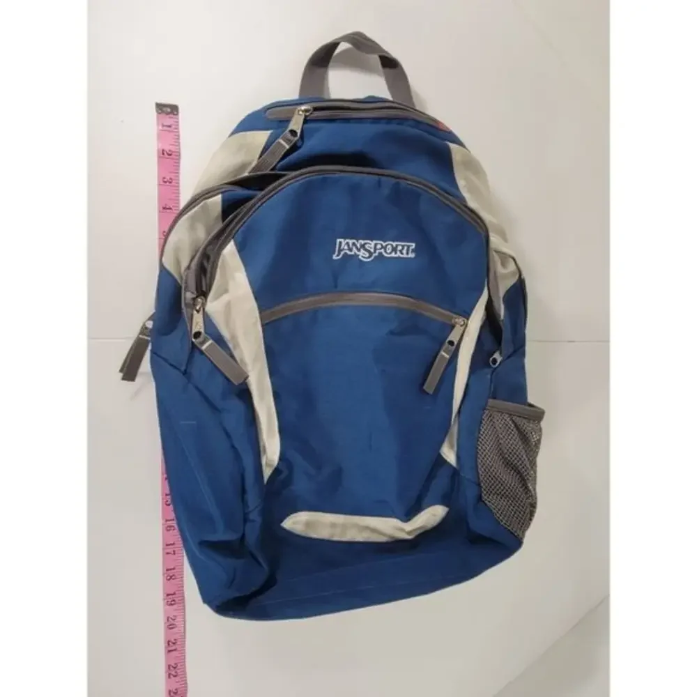 Jansport Blue White Multi Pockets‎ 18x10 Laptop Cushion Soft Clean